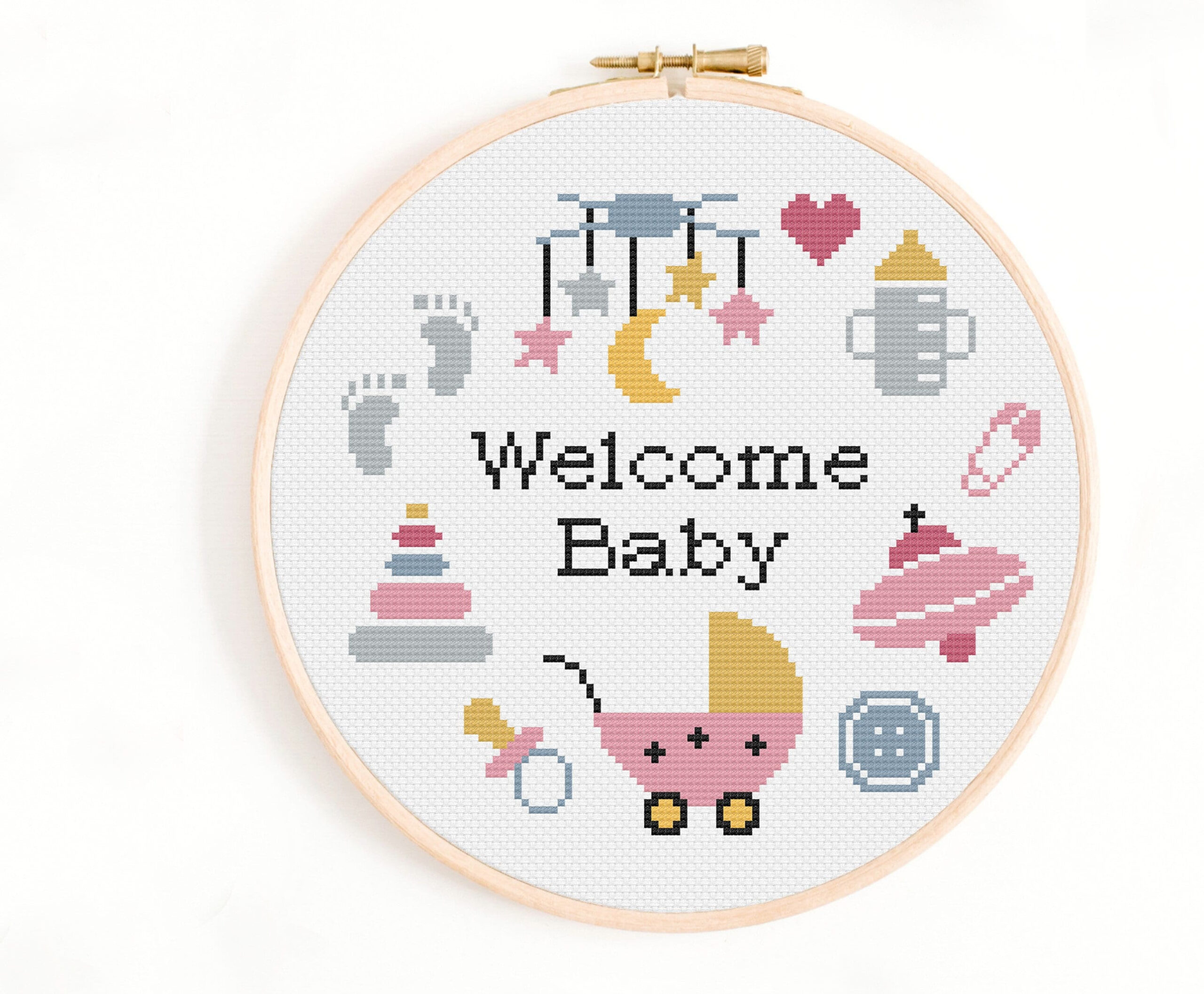 Welcome Baby Cross Stitch Pattern - New Baby Cross Stitch Pattern inside Free Printable Kids Room Name Signs Cross Stitch