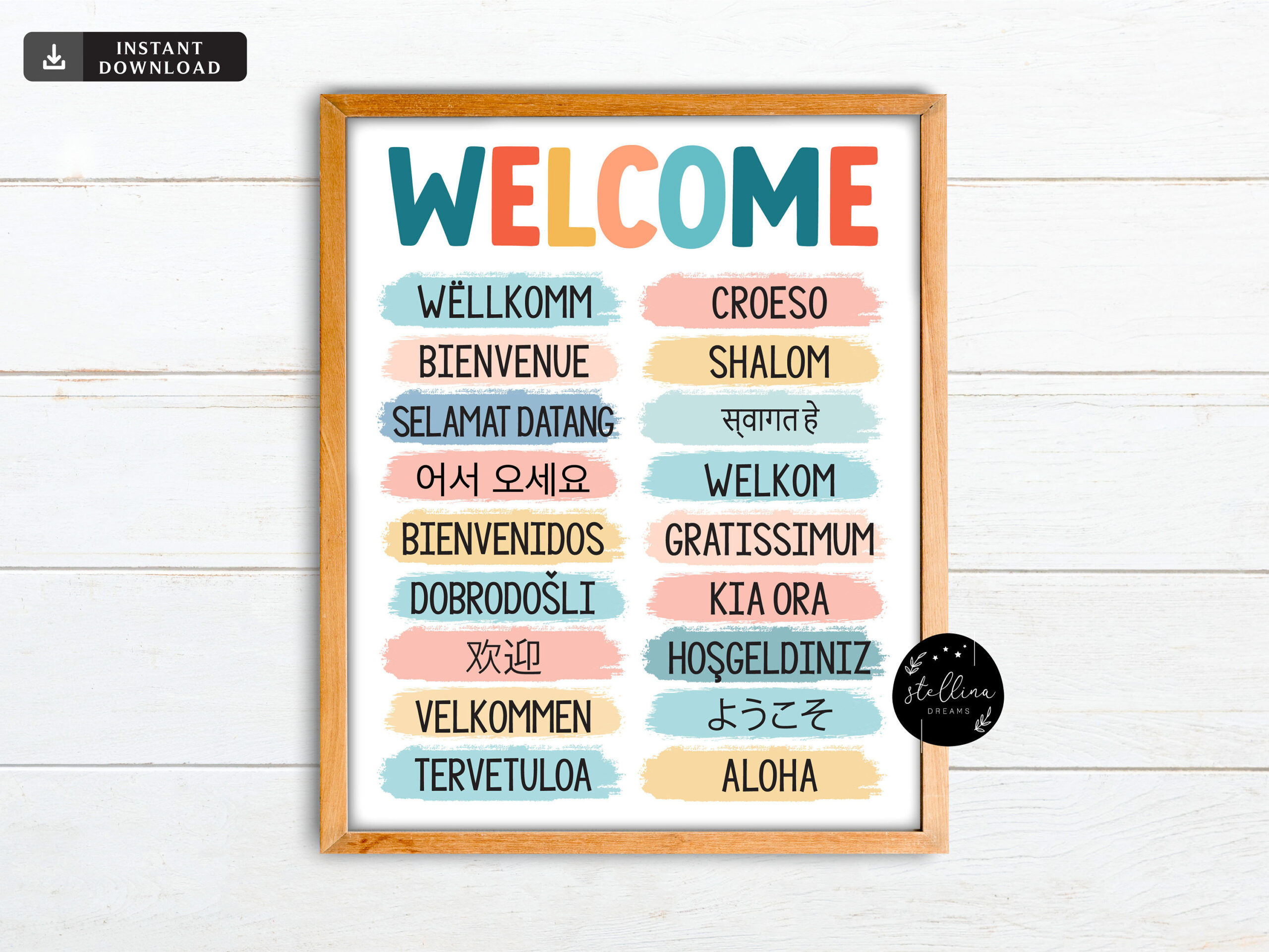 Welcome Sign, Multi-Language Welcome, Printable Office Wall Art intended for Free Printable Multilingual Welcome Poster