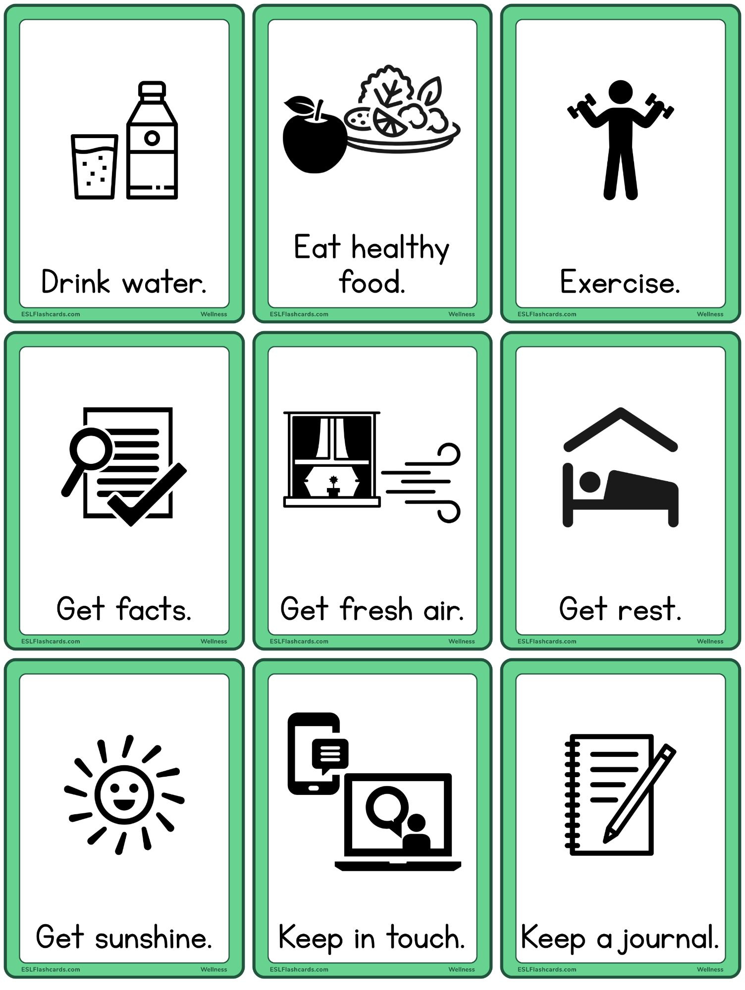 Wellness Flashcards – Esl Flashcards pertaining to Free Printable ESL Flashcards For Adults