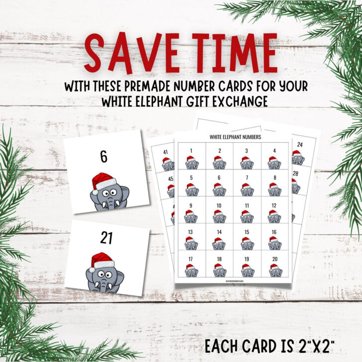 Numbers For White Elephant Game Template Printable