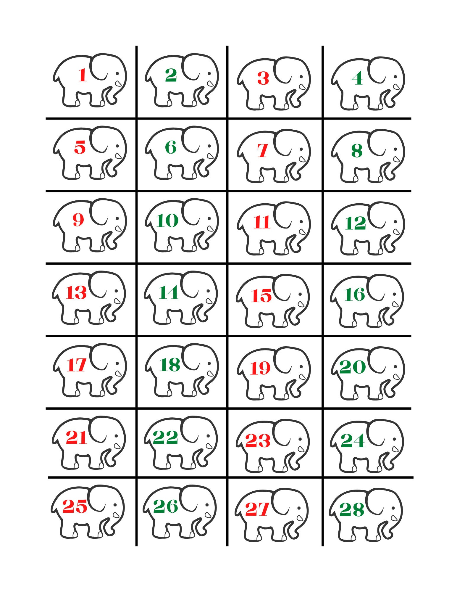 White Elephant Gift Exchange Number Cards Printable Instant with White Elephant Numbers Drawing Printable