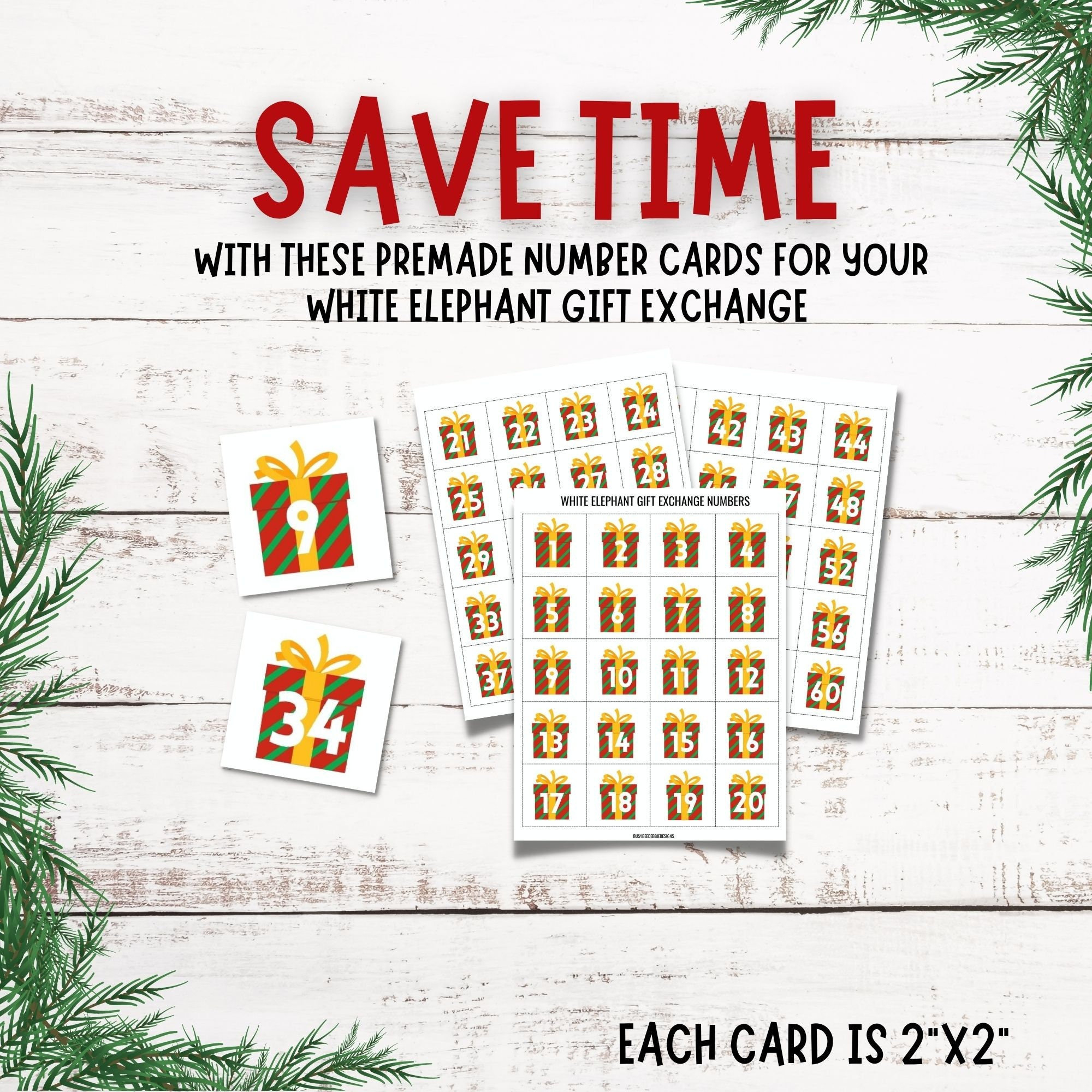 White Elephant Gift Exchange Printable Numbers | Editable Download intended for Free Printable White Elephant Exchange Numbers