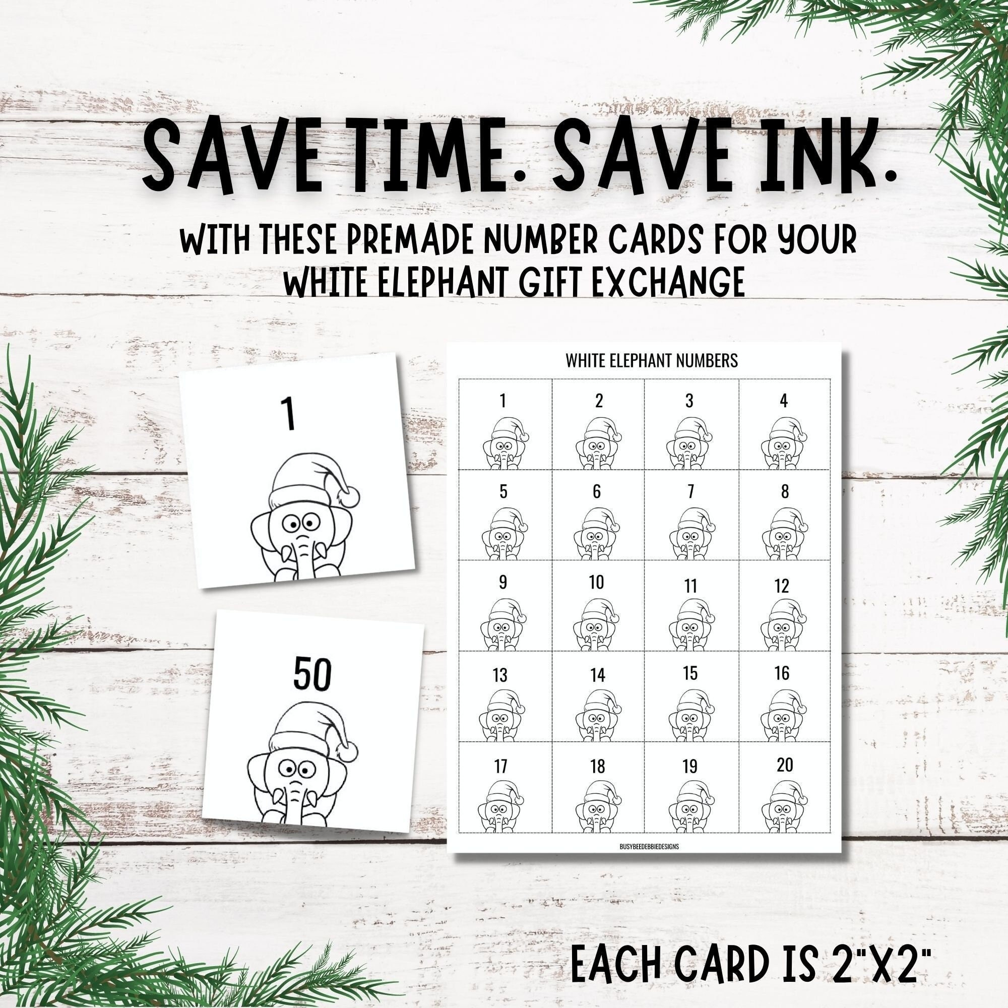 White Elephant Gift Exchange Printable Numbers | White Elephant intended for White Elephant Number Ideas Printable