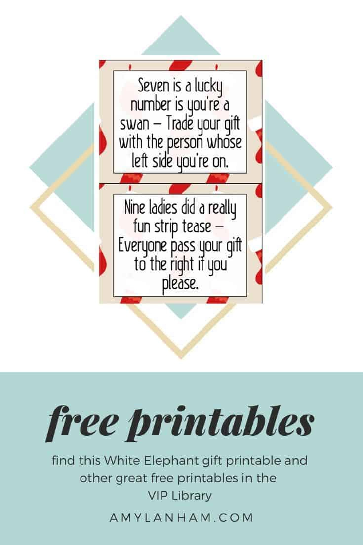 White Elephant Gift Printables - intended for Free Printable White Elephant Game Numbers