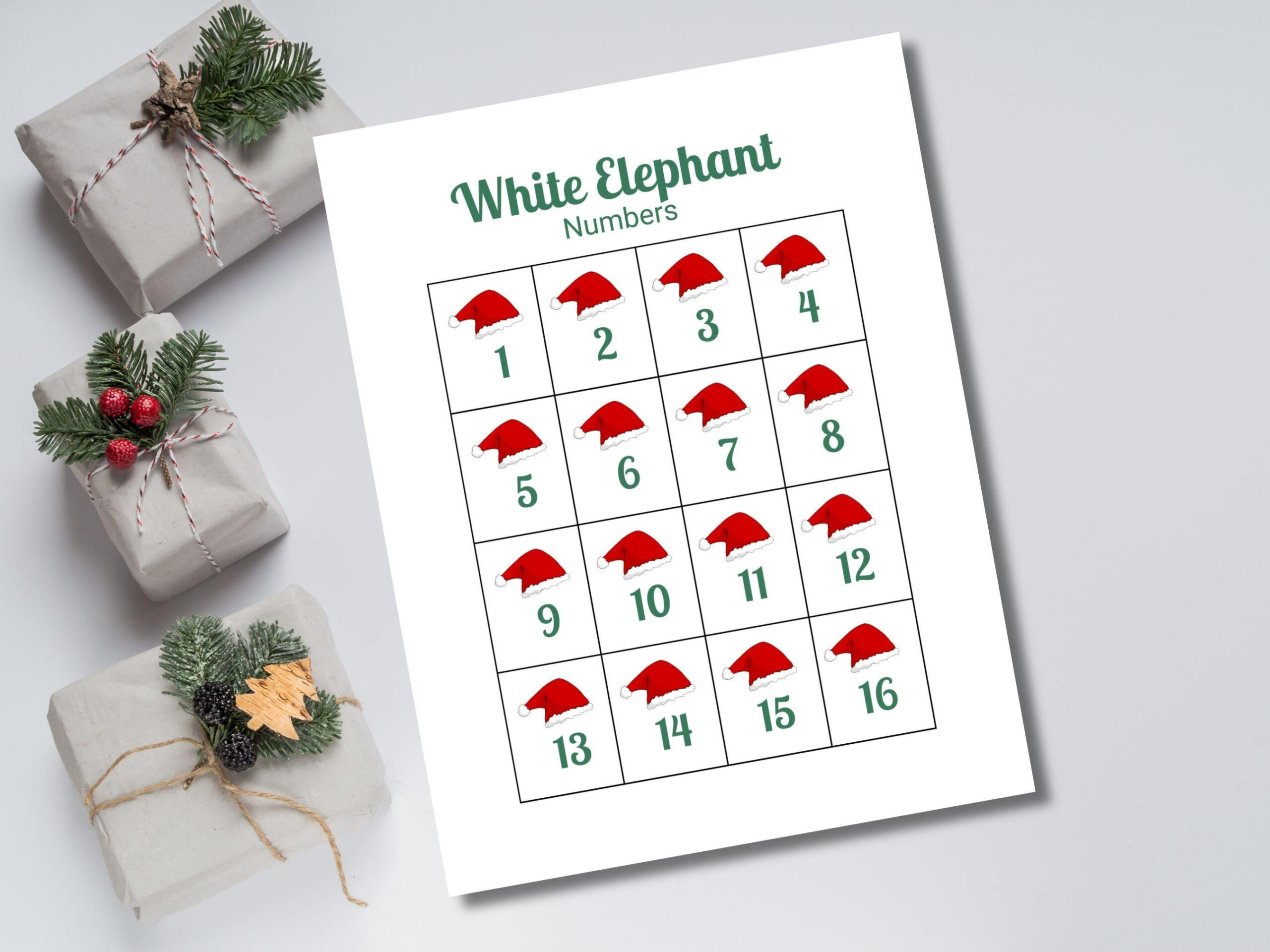 White Elephant Numbers, Gift Exchange Numbers, Christmas Gift Swap Game regarding Festive Numbers For White Elephant