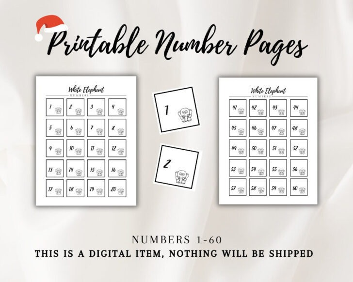 White Elephant Number Tickets Printable