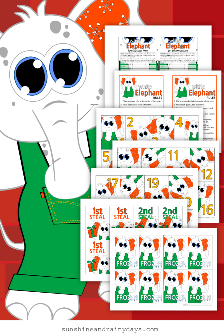 Free Printable White Elephant Number Template