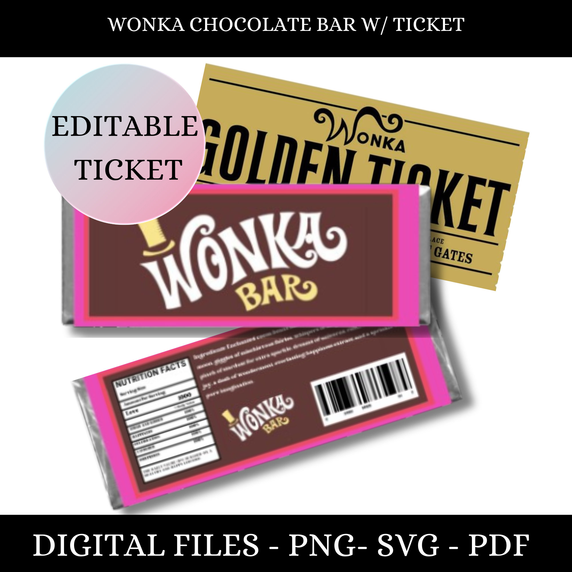 Willy Wonka Chocolate Bar Label - Printable Pdf For Hershey&amp;#039;S 1.55Oz Bars - Diy Wrapper For Halloween, Birthdays &amp;amp; More! within Free Printable Wonka Bar Wrapper