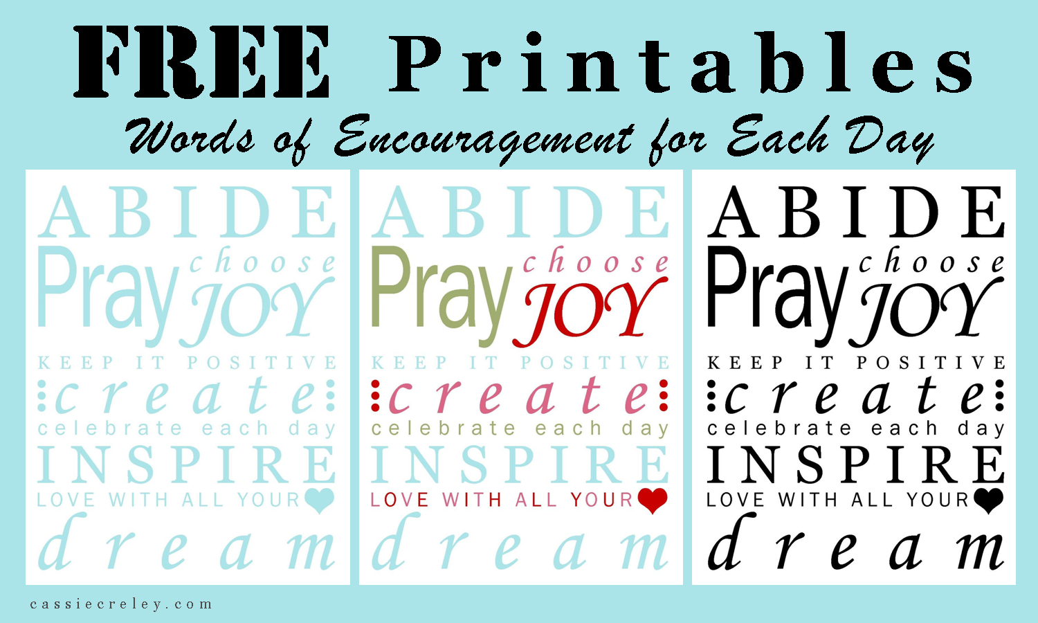 Words Of Encouragement For Each Day And Free Printables with regard to Free Printable Positive Words