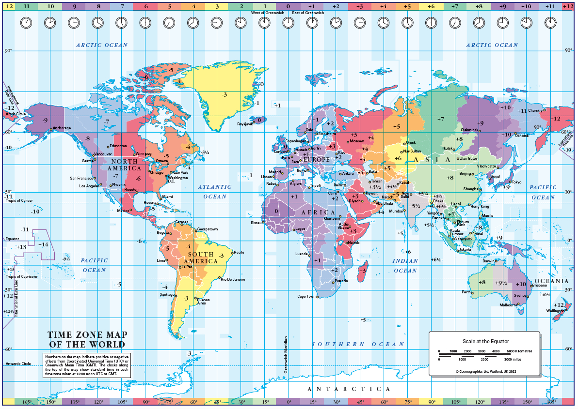 World Time Zones Map (Download) within World Map Time Zones Printable Free