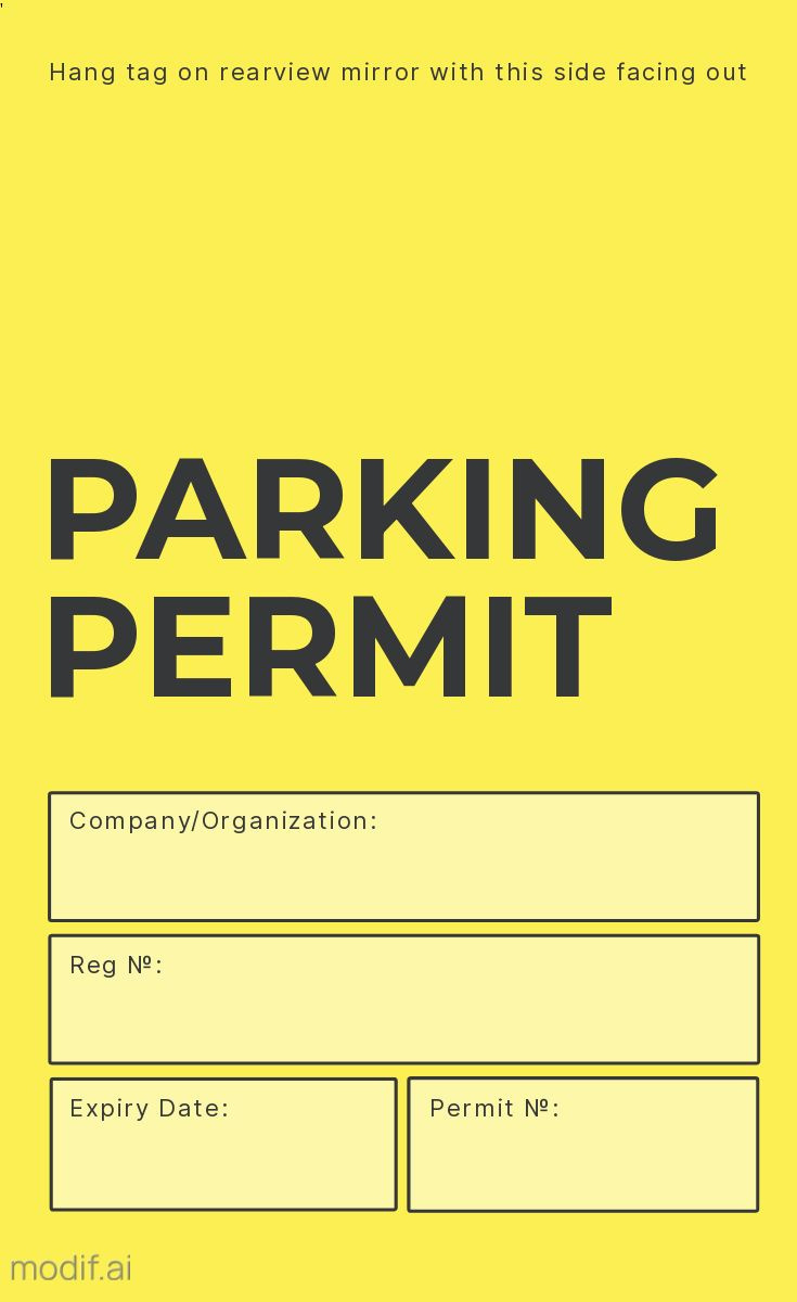 Yellow Parking Permit Design Template - Mediamodifier throughout Parking Pass Template Free