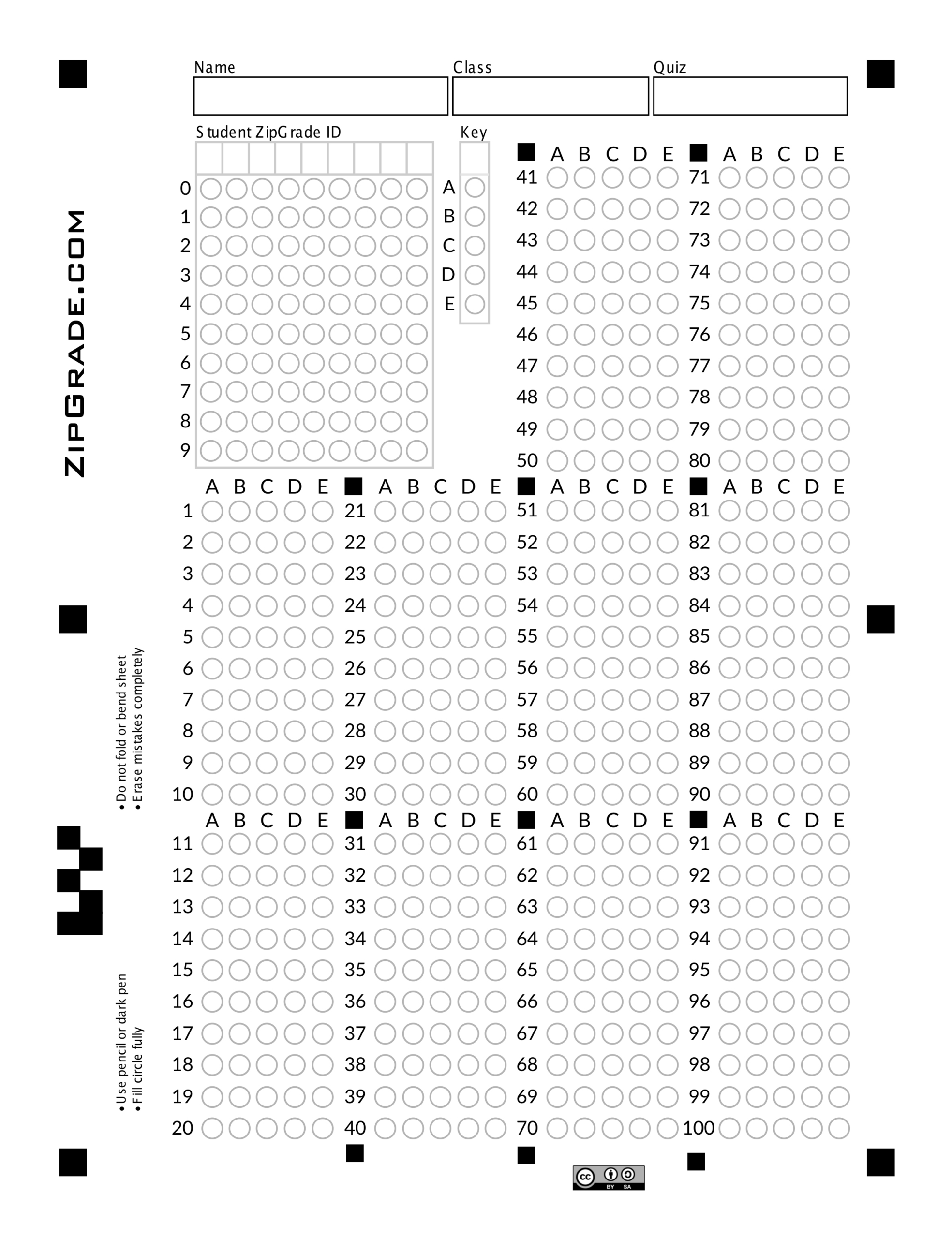 Zipgrade: Answer Sheet Forms with Free Printable Bubble Sheets
