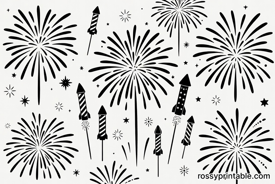 Free Black and White 4th of July Clipart (4)