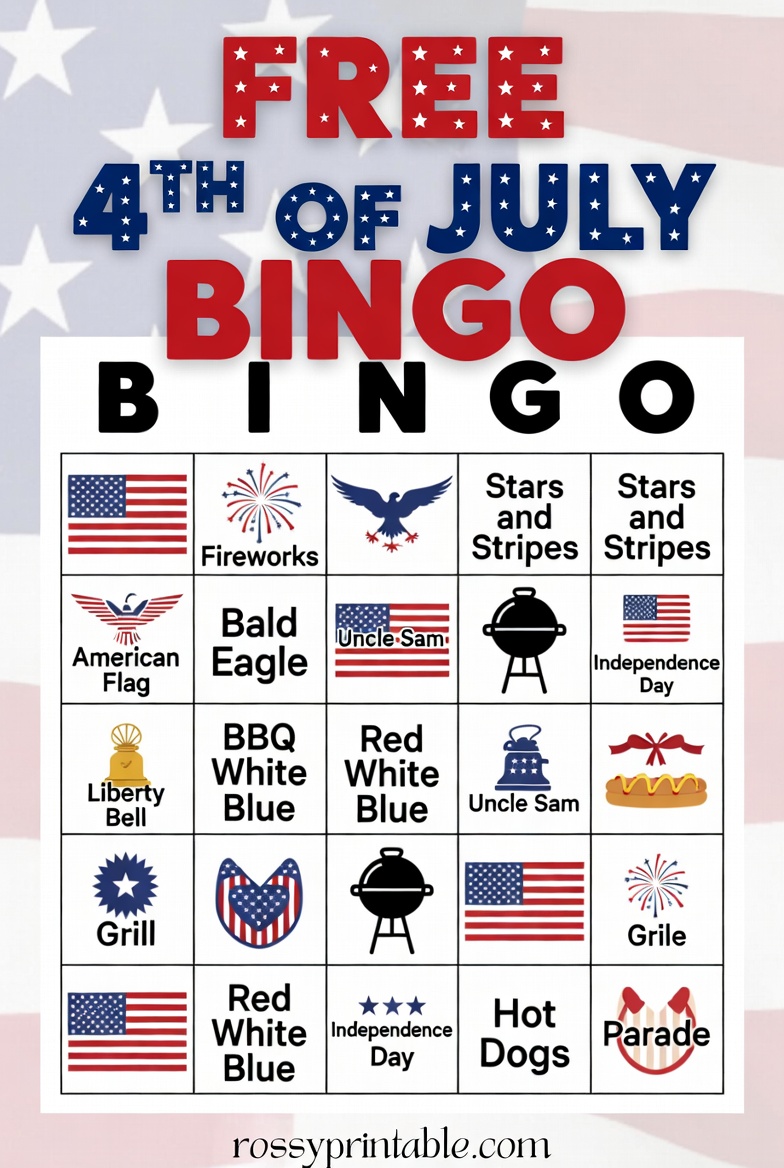 Free Printable 4th of July Bingo Cards 1 Free Printable 4th of July Bingo Cards (1)