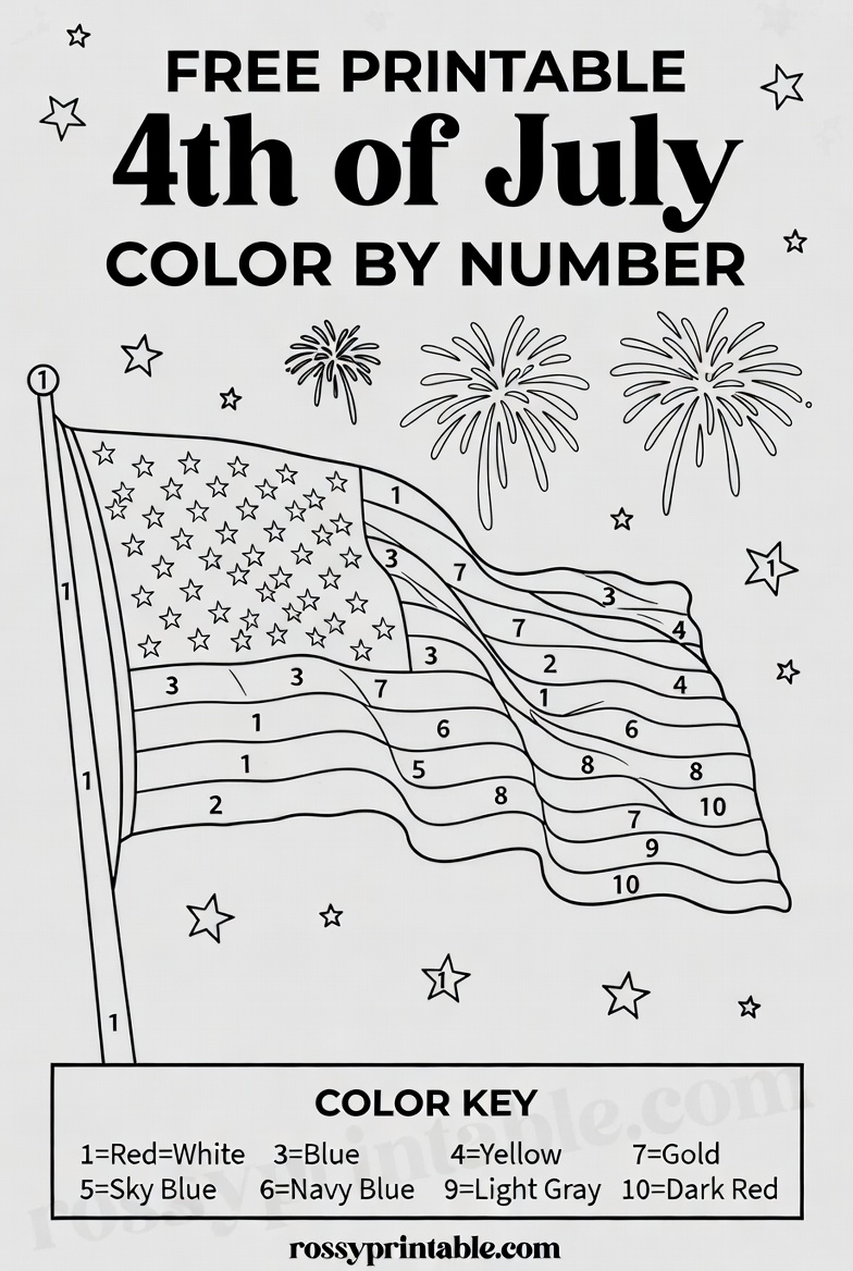 Free Printable 4th of July Color by Number (1)