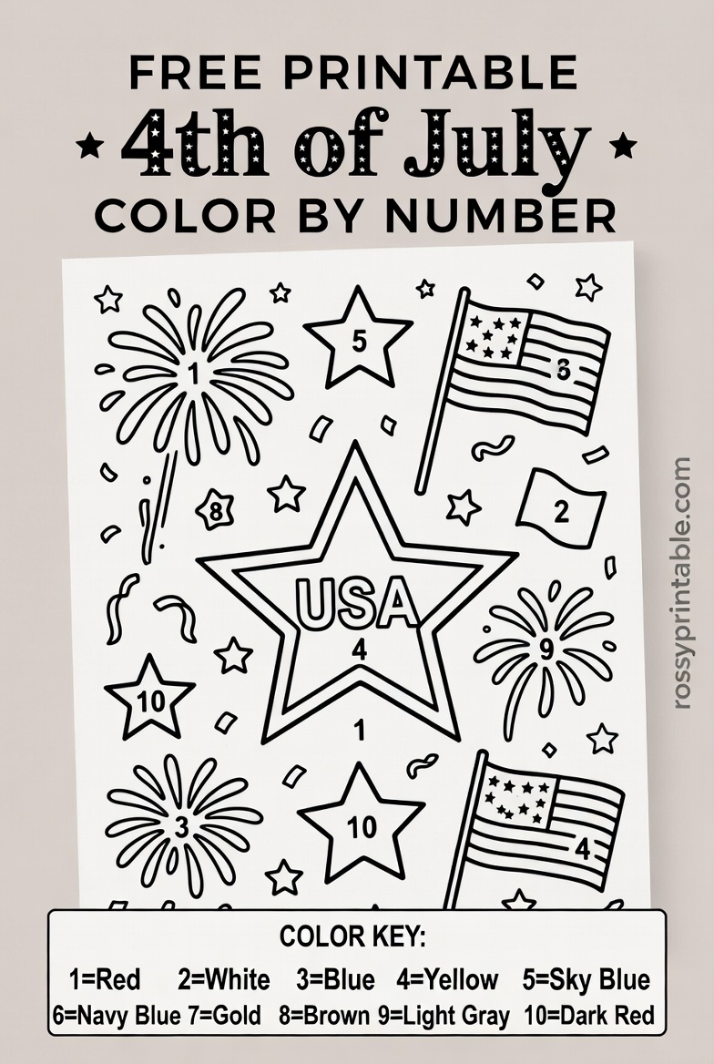 Free Printable 4th of July Color by Number (2)