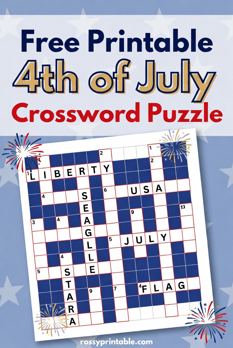 Free Printable 4th of July Crossword Puzzle 4 Free Printable 4th of July Crossword Puzzle (4)
