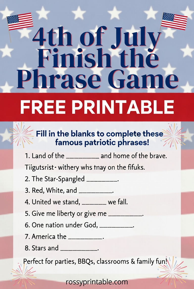 Free Printable 4th of July Finish the Phrase Game 1 Free Printable 4th of July Finish the Phrase Game (1)