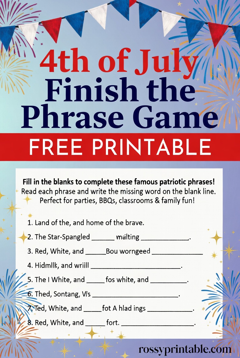 Free Printable 4th of July Finish the Phrase Game 4 Free Printable 4th of July Finish the Phrase Game (4)