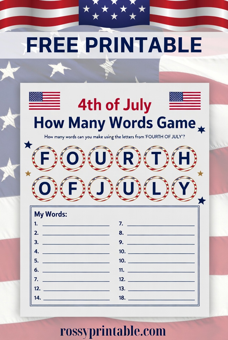 Free Printable 4th of July How Many Words Game 1 Free Printable 4th of July How Many Words Game (1)