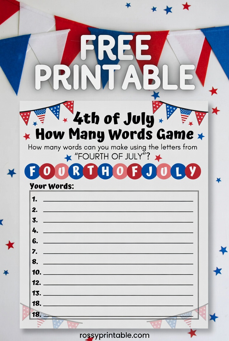 Free Printable 4th of July How Many Words Game 2 Free Printable 4th of July How Many Words Game (2)