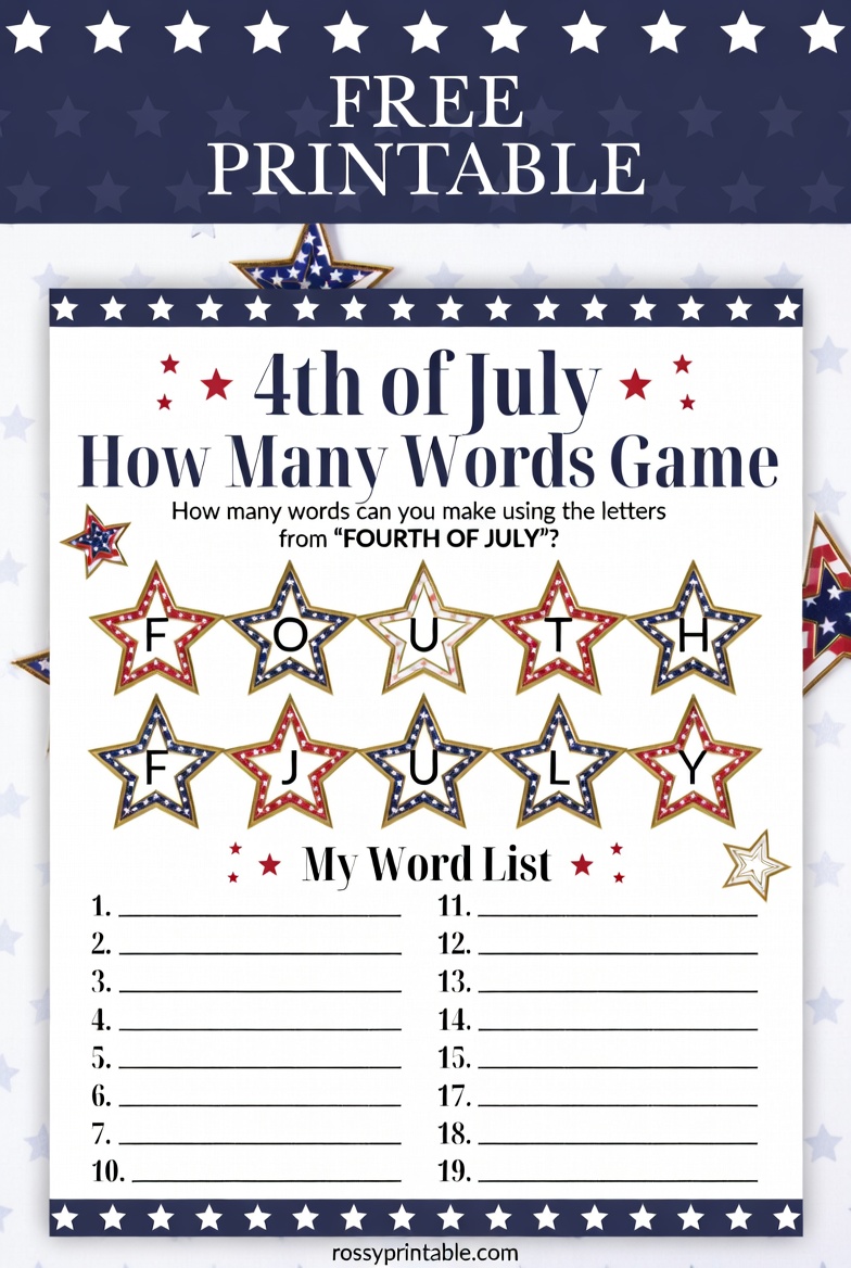 Free Printable 4th of July How Many Words Game 3 Free Printable 4th of July How Many Words Game (3)