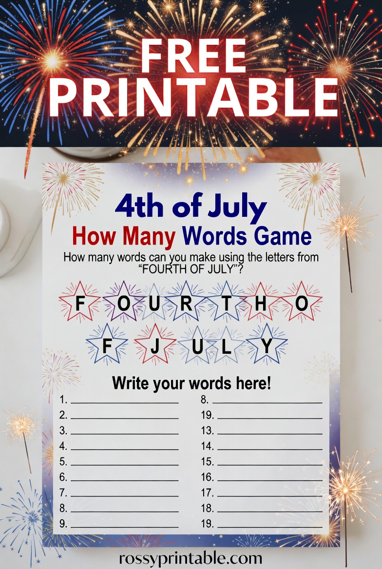 Free Printable 4th of July How Many Words Game 4 Free Printable 4th of July How Many Words Game (4)