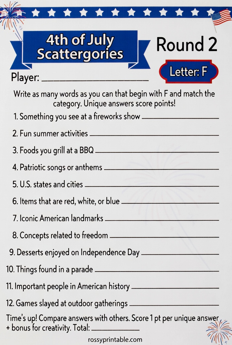 Free Printable 4th of July Scattergories 3 Free Printable 4th of July Scattergories (3)