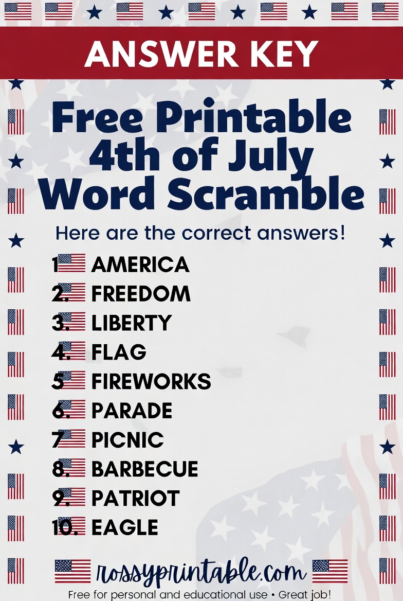 Free Printable 4th of July Word Scramble 2 Free Printable 4th of July Word Scramble (2)