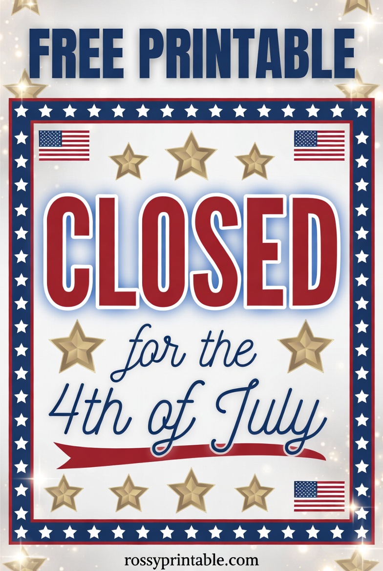 Free Printable Closed for 4th of July Sign (1)