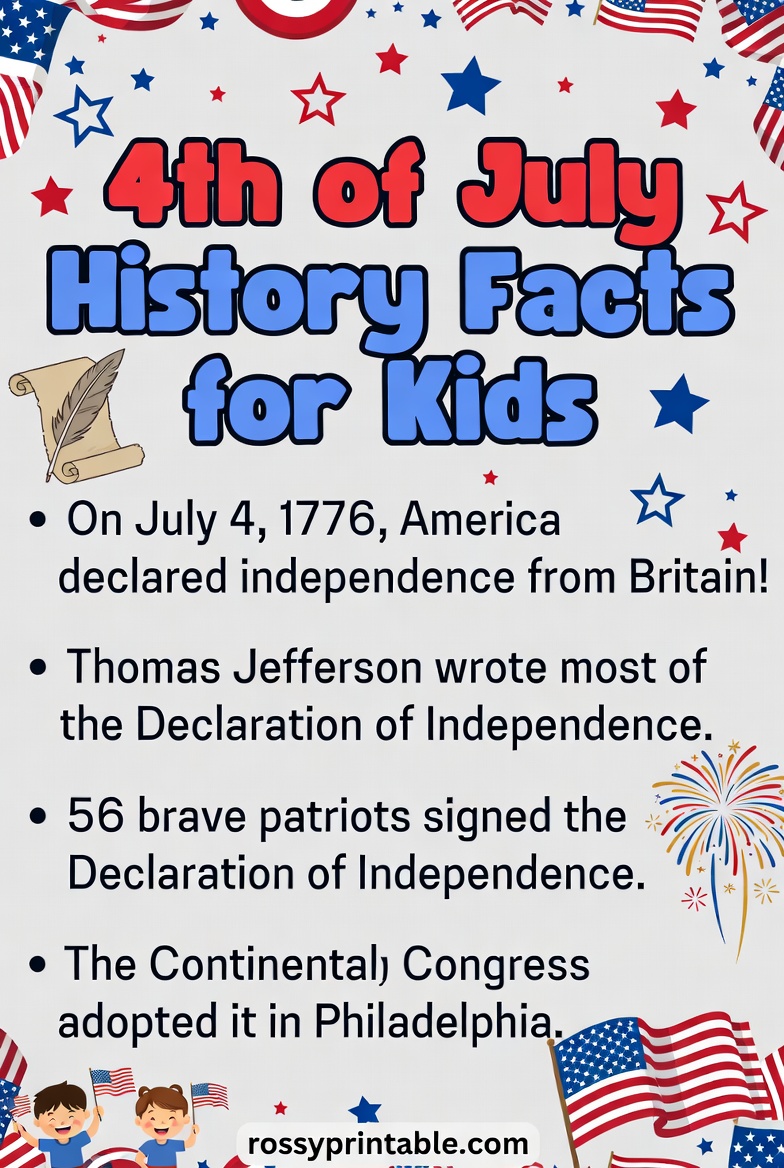 Printable 4th of July Facts for Kids 1 Printable 4th of July Facts for Kids (1)