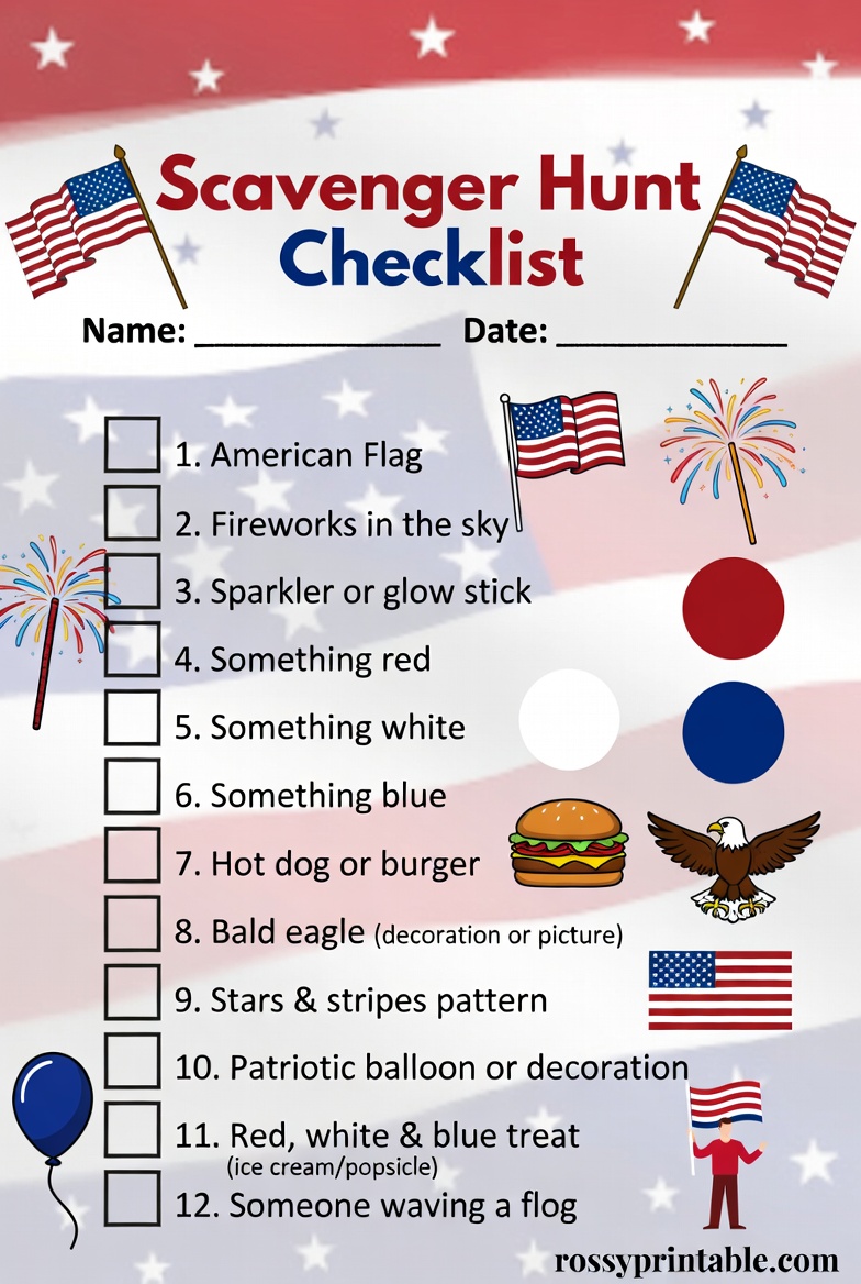 Printable 4th of July Scavenger Hunt 4 Printable 4th of July Scavenger Hunt (4)