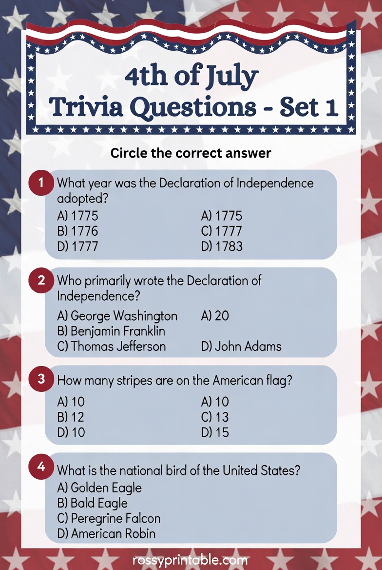 Printable 4th of July Trivia Questions and Answers (4)