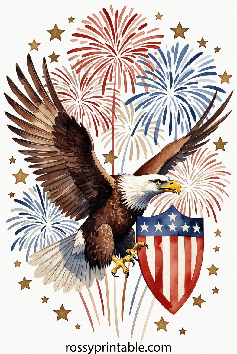 Vintage Watercolor 4th of July Clipart (1)