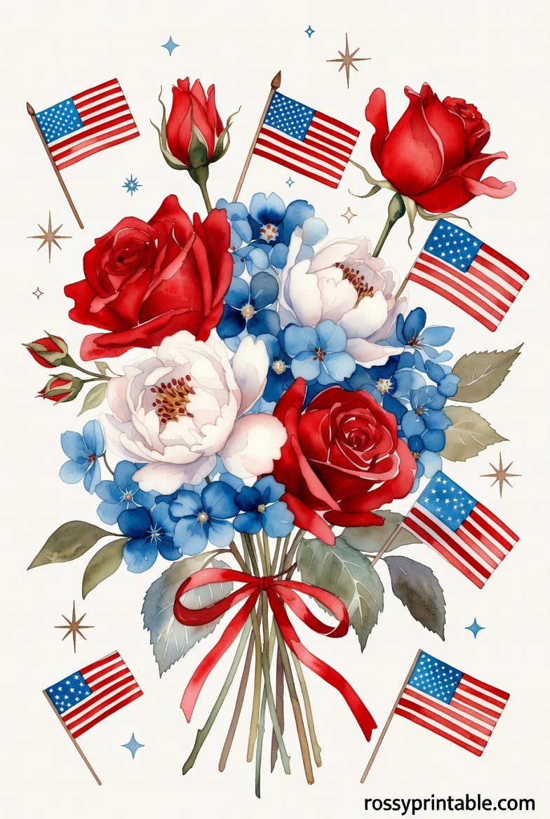 Vintage Watercolor 4th of July Clipart (3)
