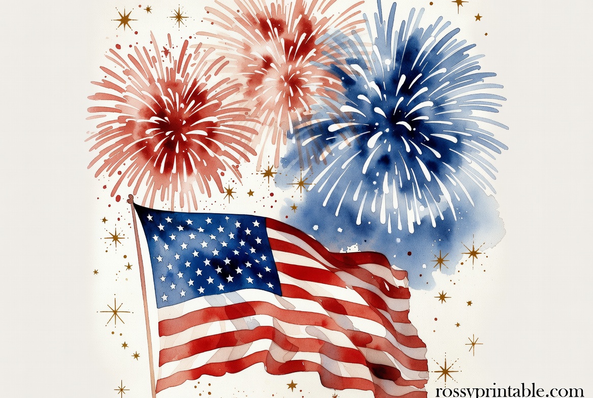 Vintage Watercolor 4th of July Clipart (4)