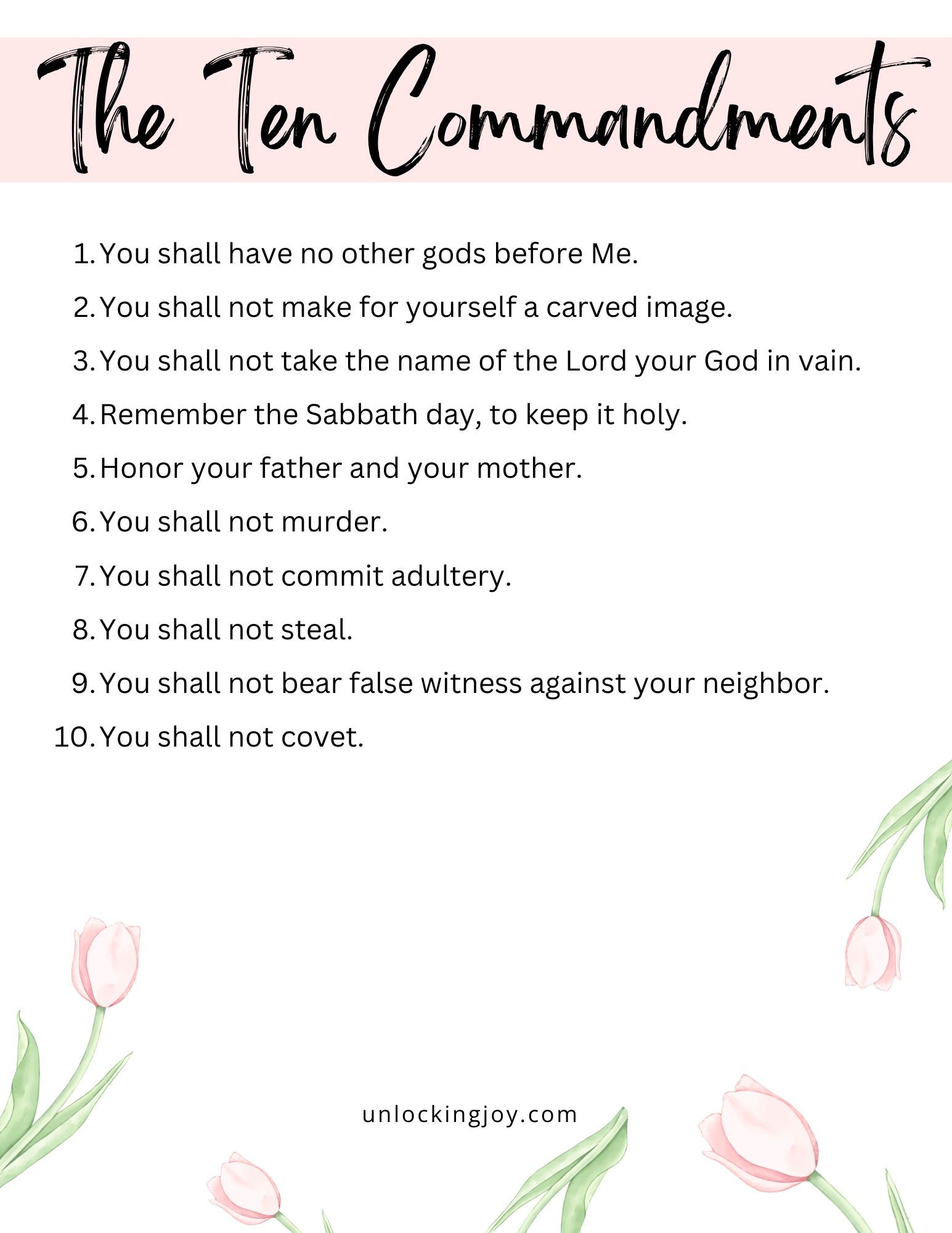 10 Commandments Nkjv Printable 10 Commandments Nkjv Printable