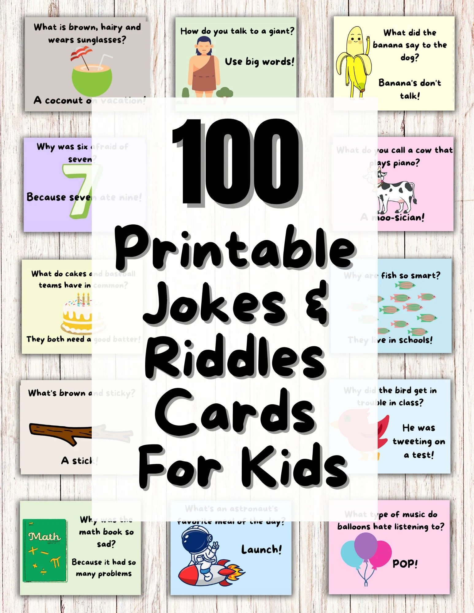 100 Printable Joke Lunchbag Cards For