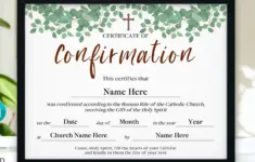 11x85 Catholic Confirmation Certificate
