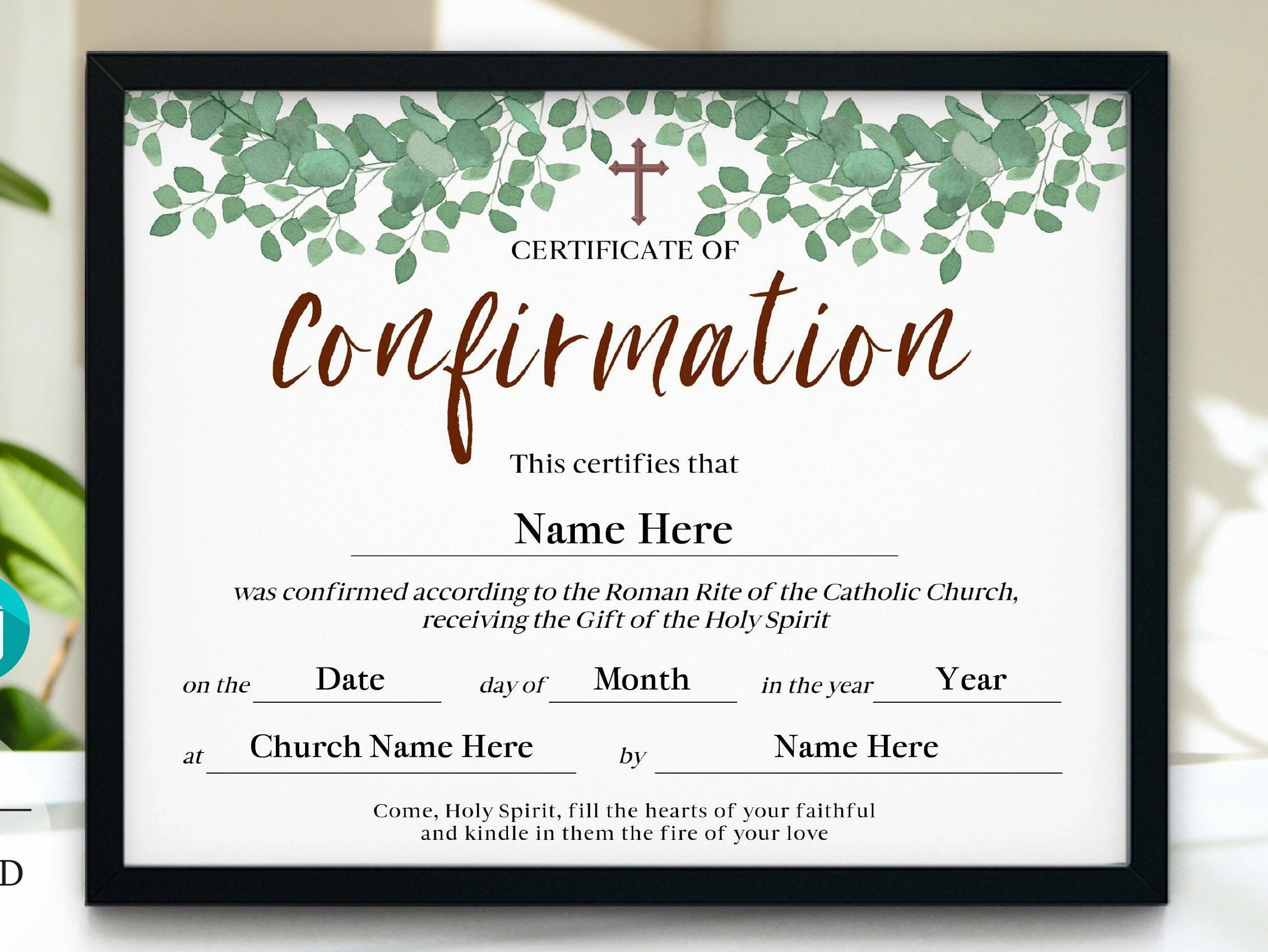 11x85 Catholic Confirmation Certificate