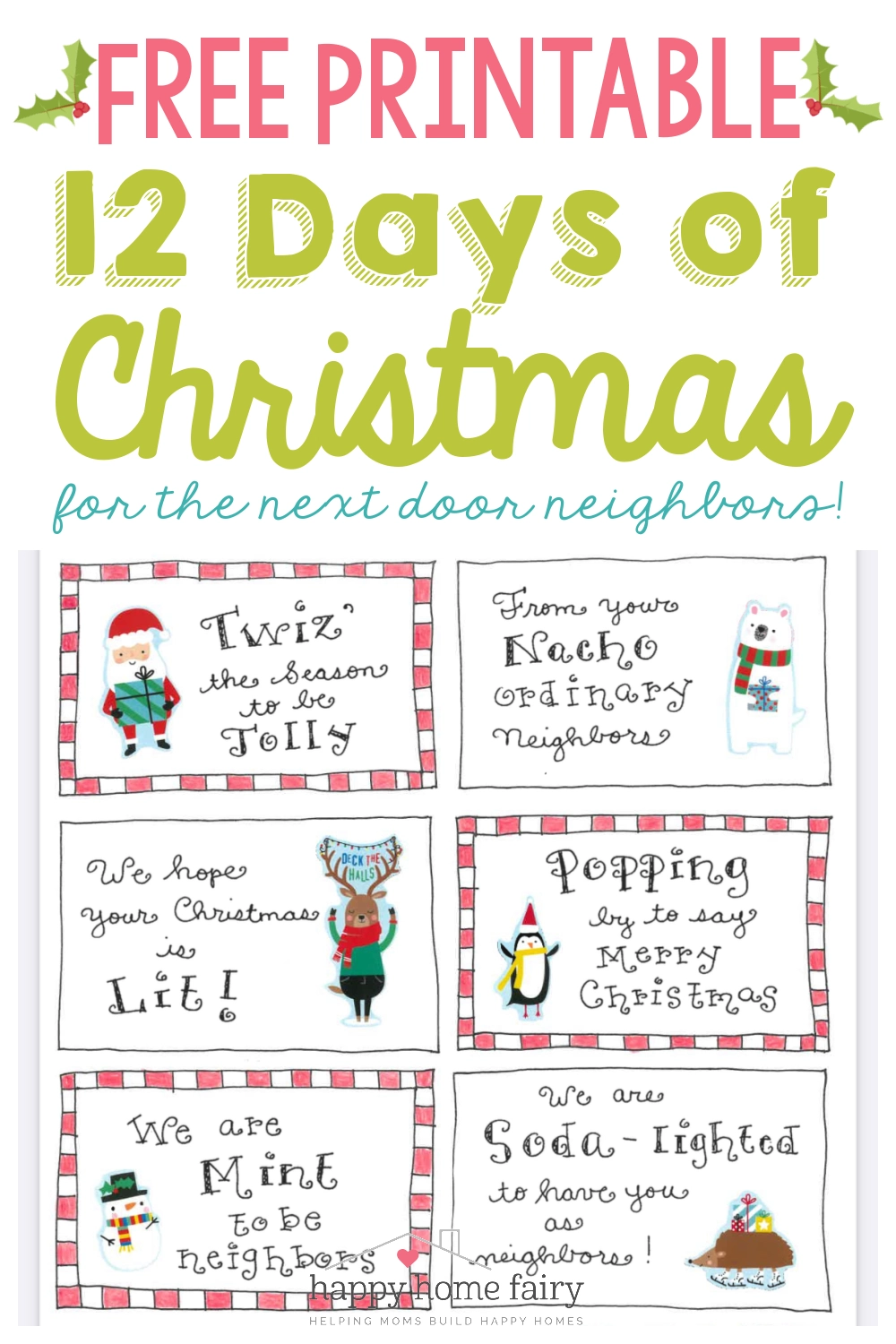 12 Days Of Christmas For Neighbors Free Printable