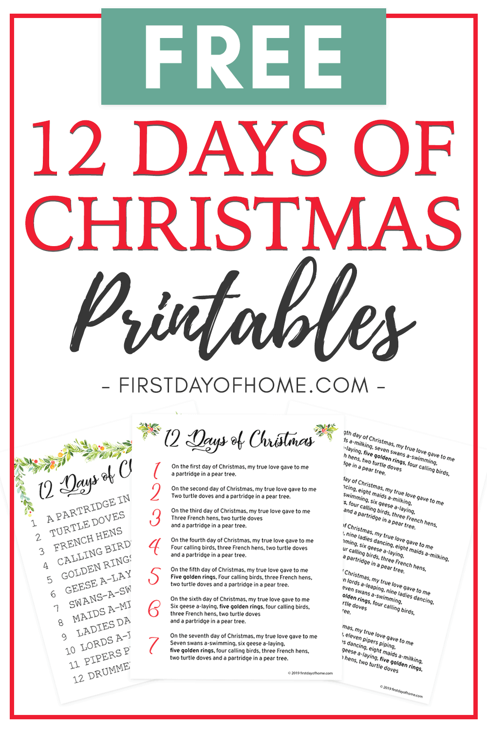 12 days of christmas meaning printable