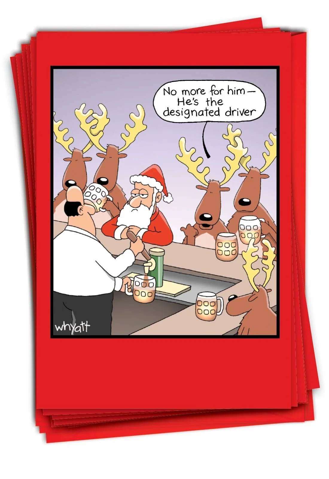 12 Funny Christmas Cards Pack 1 Design 12 Cards Designated Driver B1660