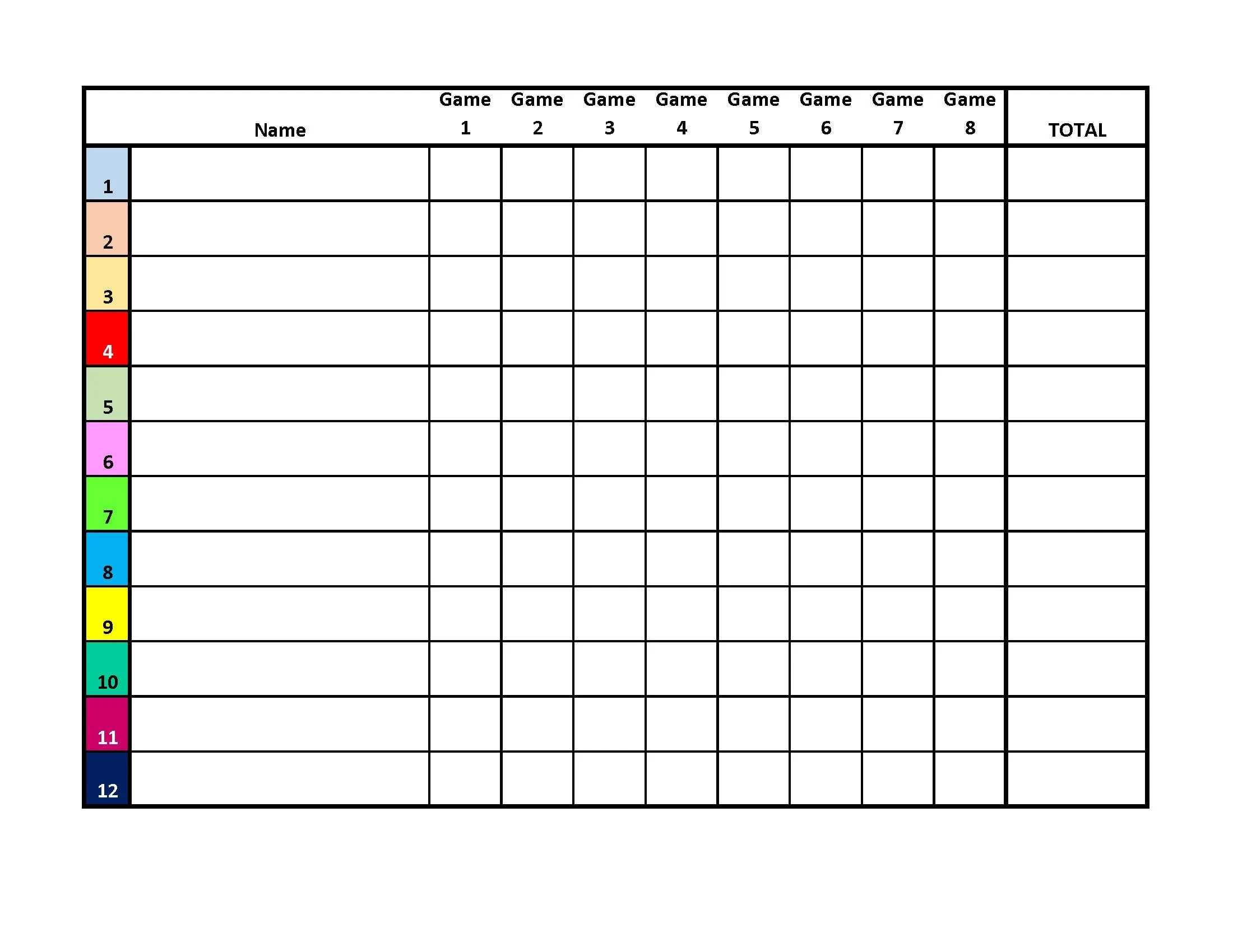 12 Player Euchre Tournament Score Sheet 12 Player Euchre Tournament Score Sheet