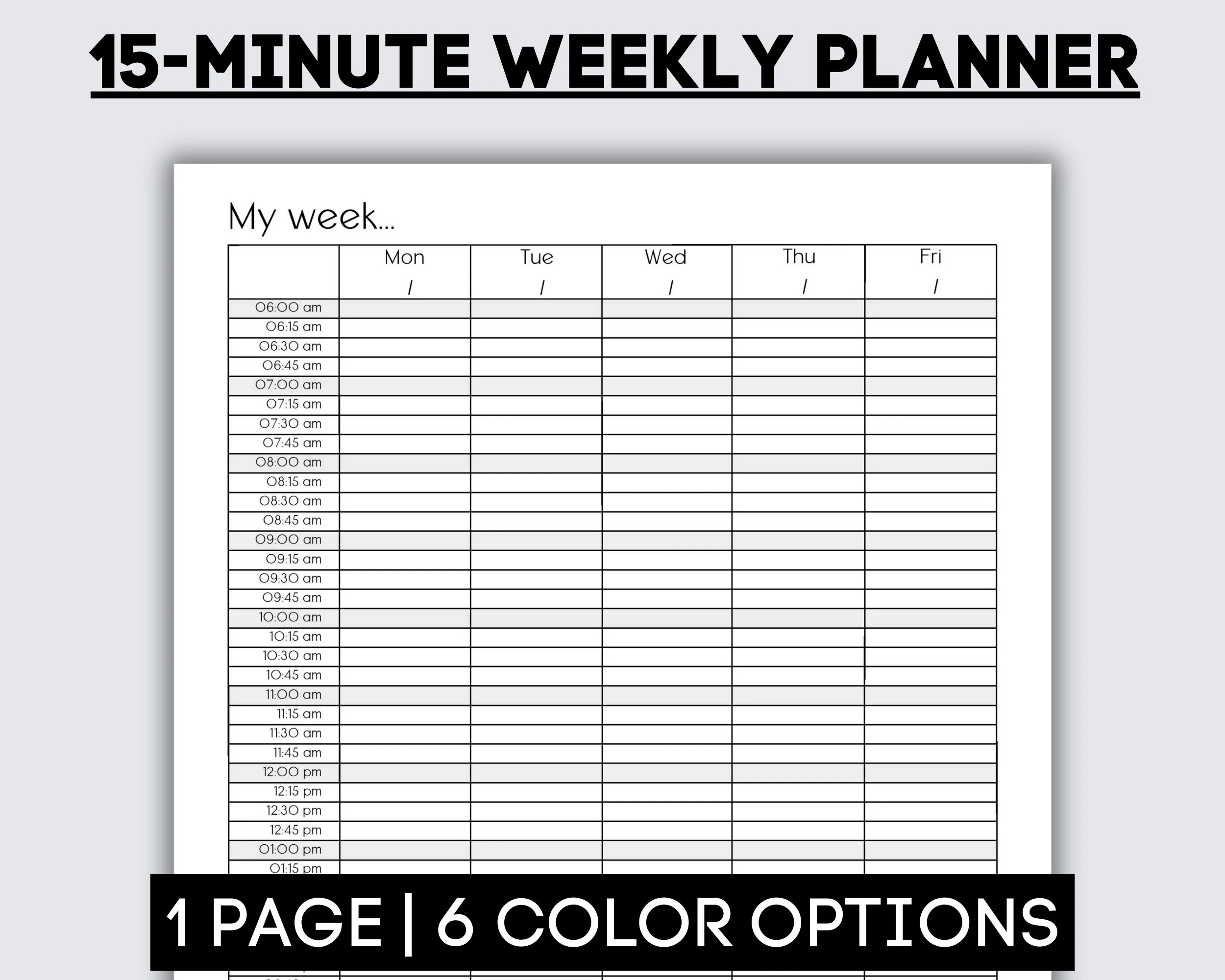 15 Minute Weekly Planner Productivity 15 Minute Weekly Planner Productivity