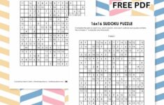 16x16 Printable Sudoku Puzzles