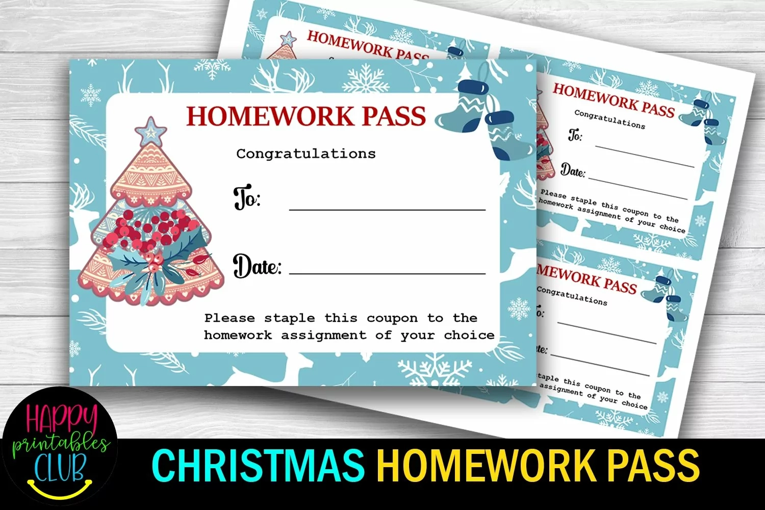 1754979 Christmas Homework Pass Printable Christmas Homewo