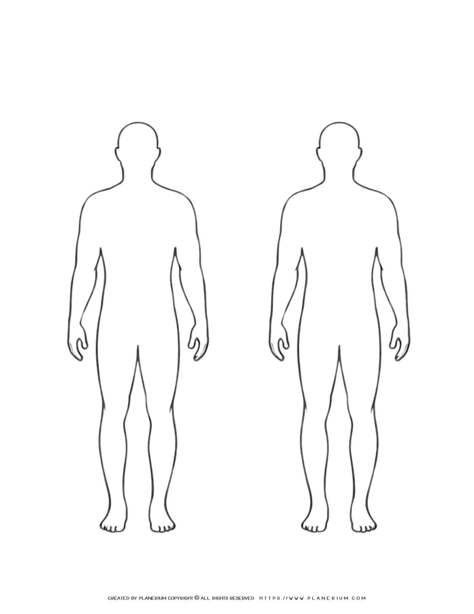 2 Man Human Body Outlines Template