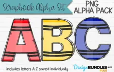 2014205 Crayons Scrapbook Letters School Sublimation Alpha