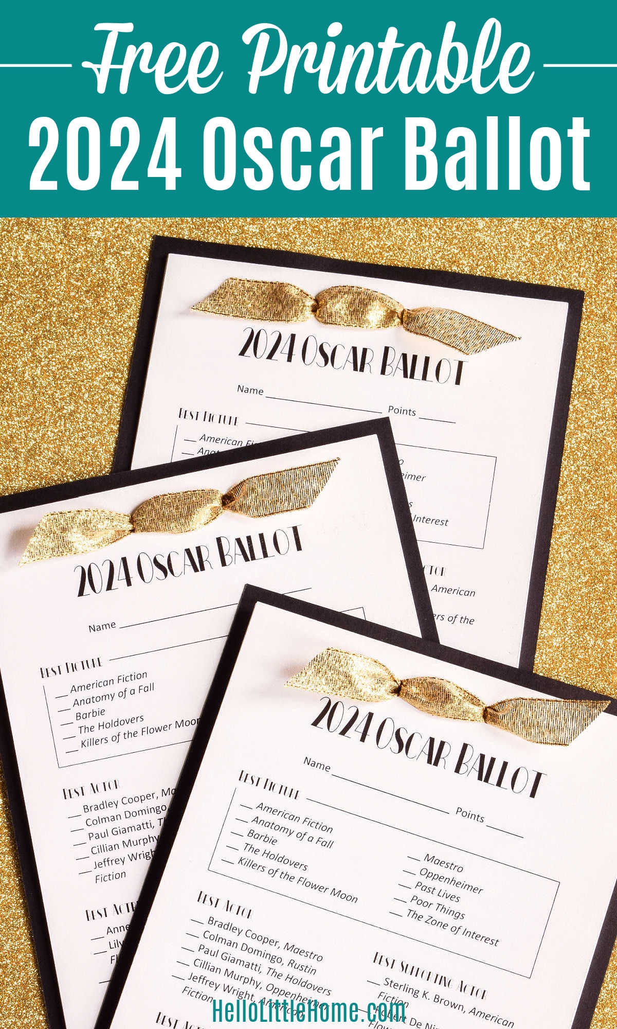 2024 Printable Oscar Ballot 2024 Printable Oscar Ballot